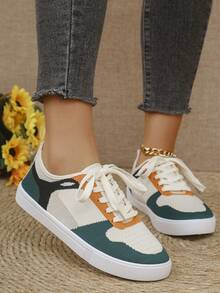 Zapatillas de plataforma blancas para mujer, zapatos deportivos casuales con suela gruesa, tela de malla transpirable antideslizante para estudiantes, estilo - Multicolor - Ver 3