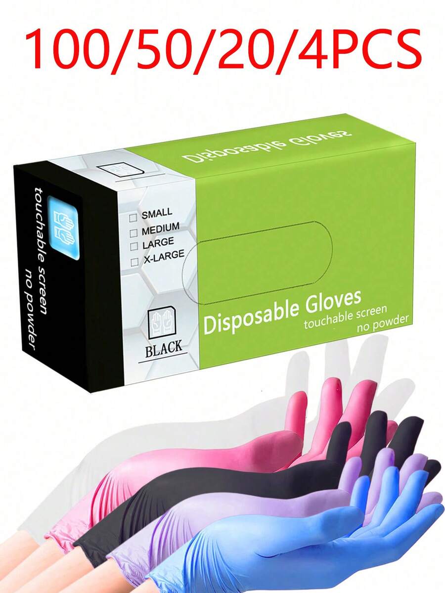 Guanti monouso in nitrile, adatti per entrambe le mani, perfetti per cucina, lavastoviglie, pulizie, salone di bellezza, tintura dei capelli, hotel, impermeabilizzazione, pulizia, lavanderia e lavorazione alimentare acquacoltura, uso domestico e strumenti per la creazione di resina, colori disponibili: rosa, bianco, viola, nero. - Multicolore - Visualizzare 1