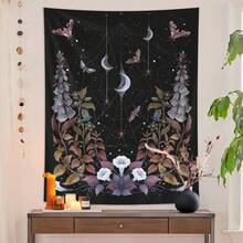 1pc Mysterious Tarot Card Tapestry, Starry Sky Moth Spider Web Fantasy Floral Wall Hanging, Home Decor For Living Room, Bedroom, Academy Aesthetics Art Wall Decor - Multicolor - View 12