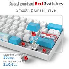 60% Mechanical Keyboard, Compact 60 Percent Gaming Keyboard RGB Backlit, 61 Keys Mini Keyboard, USB Wired Office Keyboard - 61 Sea/Red Switch - View 8
