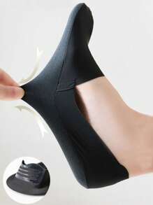 1/4/8 Pairs Women's Big Size Available Soft Nylon Solid Bottom Low Cup Invisible No Show Socks With Non-Slip Gel Heel, Suitable For Daily Use