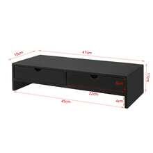 SoBuy BBF02 Monitor Screen Stand Monitor Riser Screen Riser Monitor Stand With 2 Drawers White WHT Approx.: 47x11x18cm - Black - View 2