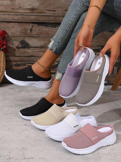 ZOSIVC Damen Bequeme Slip-On Sneaker, elastisches Material geeignet für Große Größen, atmungsaktiv & bequem für Frühling/Sommer, Strand, Reisen, Urlaub