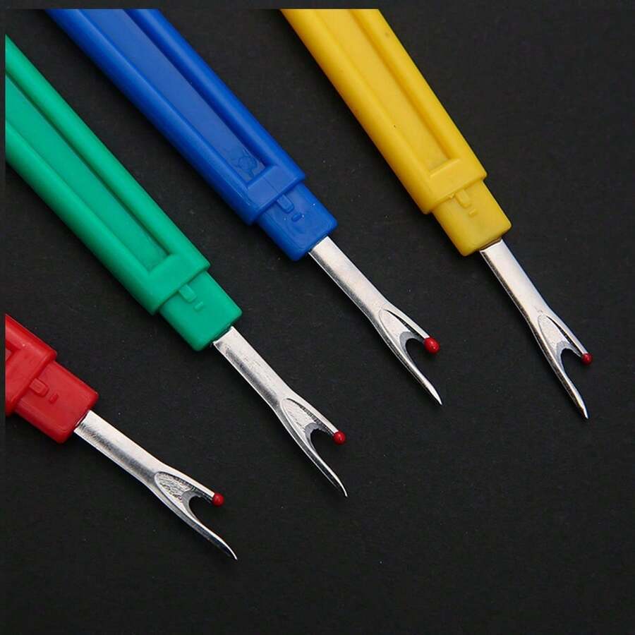 4 件套拆线器、耐用缝纫线拆除器（带盖）、多色缝纫线切割器套装、布料拆线器、标签拆除器、方便的拆线器（用于 DIY 手工和刺绣）