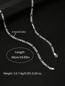 SYMFNY 1pc 925 Sterling Silver Minimalist INS Style Necklace, Hip Hop Cool Necklace Suitable For All Occasions - Silver - View 4