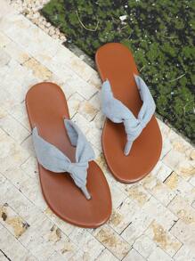 Tongs bleues d'été confortables et décontractées pour femmes, idéales pour la plage, la marche, les vacances, avec bride entre les orteils, plates, sandales