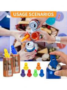 6/12pcs Easy Can Opener - Provides Easy Drink Protection For Canned Beverages, Dustproof Seal Without Hurting Hands - Ideal For Picnics, Barbecue, Apartment, Dorm And Parties - Essential Kitchen & Party Basic Can Opener
