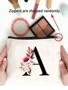 Letter Printed Carry On Zipper Women's Cosmetics Bag, Makeup Bags, Storage Bag Makeup Pouch, Makeup Organizer. It's A Good Gift For Family. It Can Be Used For College Dormitory Cosmetics Storage, As A Makeup Bag, For Travel, As School Supplies And Travel Essentials, Holiday Essentials. Graduation Make Up Bag - Multicolor - View 3