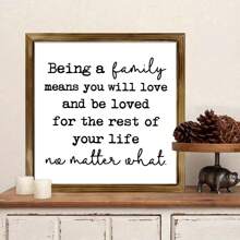 1pc Farmhouse Home Decoration, Family Room Decoration, Warm Home Decoration, Family Famous Words Wooden Board, Shelf Decoration, Wooden Board Box Logo, Being A Family Means You Will Love And Be Loved Logo, Aesthetic Home Wall Art, Gift , Creative Home Wall Decoration, Bedroom, Living Room, Kitchen, Bathroom, Cafe, Dormitory Wall Art Canvas Poster Gifts Birthday Graduation