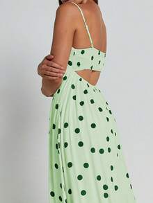 Womens Summer Spaghetti Straps Long Dress Backless Sleeveless Casual Flowy Cut-Out Party Beach Dress Sundress - 綠色 - 查看 5