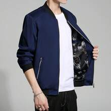 Men's Casual Fashionable Versatile Floral Lining Windbreaker - Blue - View 5