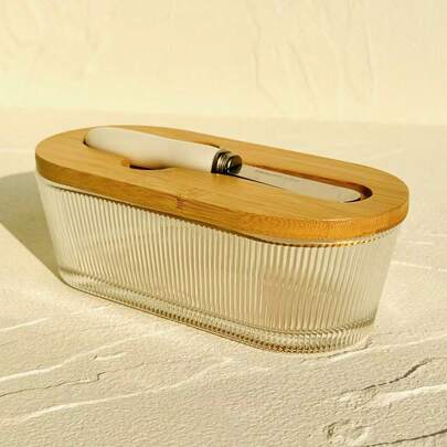 Plato de mantequilla de vidrio con tapa hermética que mantiene la mantequilla fresca - Para encimera y estante de la puerta del refrigerador - Bandeja de mantequilla con tapa para el refrigerador - Soporte de mantequilla para la encimera - Platos de mantequilla cubiertos con tapa