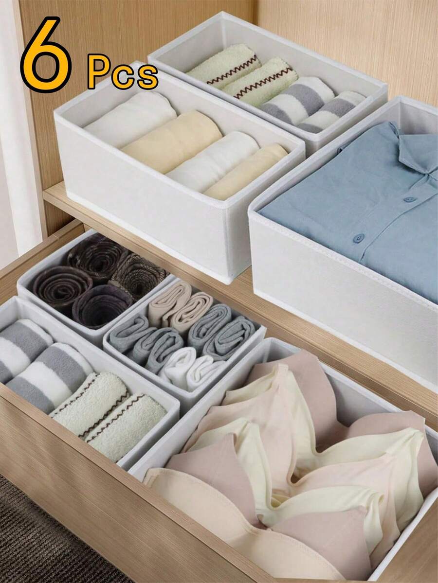 Simple Style Foldable Cloth Storage Box Closet Dresser Drawer Divider Organizer Basket Bins For Underwear Bras Decorations Autumn Decor Festival Decor Room Decor Home Decor Fall Decor Bedroom Decor - White - View 1