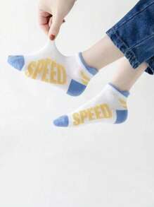 5 pares de calcetines deportivos de moda para niños, calcetines de tobillo delgados y transpirables de malla para verano, calcetines cortos versátiles y deportivos