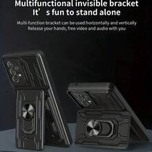 兼容 25 S24 S23 S22 Ultra A14 A32 A33 A35 A52 A53 A54 A55 A71 A73，滑动相机盖 + 全相机保护，卡钱包手机壳 + 360° 磁力环支架 + 车载磁吸，防震耐用手机壳 - 黑色 - 查看 6