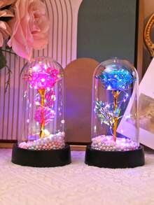 1 pièce Rose artificielle dorée (avec perles en mousse) Veilleuse, Décoration de maison, Convient pour la décoration de mariage, la décoration de fête, la décoration d'anniversaire, cadeau d'anniversaire, cadeau de fête des mères (multicolore), décoration de mariage, décoration d'anniversaire, décoration de veilleuse - Fleurs en feuille d'or - Voir 2