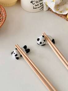 5pcs Ceramic Panda Design Chopstick Rest Holder, Cute Chopstick Stand For Home Use - Black and White - View 4
