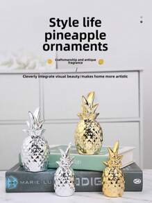 Modern Minimalist Gold Plated Ceramic Pineapple Decor, Creative Home Accent Piece For Living Room, Coffee Shop, Wine Cabinet, Graduation/Birthday Gift