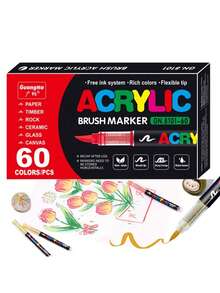 Bộ 24-240 bút màu nước đầu mềm nhiều màu, bút vẽ và graffiti, bút mực lỏng acrylic, 72 màu đầu cọ có thể nạp lại, thích hợp để vẽ trên đá, thủy tinh, gốm sứ, trứng Phục Sinh, kim loại, gỗ. Tuyệt vời làm quà tặng tốt nghiệp, quà tặng tiệc độc thân, quà tặng phù dâu, quà tặng Ngày của Cha, trang trí Halloween. - Nhiều màu - Xem 8