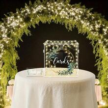 Clear Acrylic Card Box With Lock & Slot, Thick DIY Wedding Card Box For Wedding Reception, Large Money Gift Box Eucalyptus Graduation Card Box For Party Graduation Birthday Baby Shower Party Favors Room Decor Bride