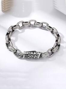 1 pezzo Bracciale classico con stampa screpolata e danneggiata, bracciale da uomo punk selvaggio, regalo