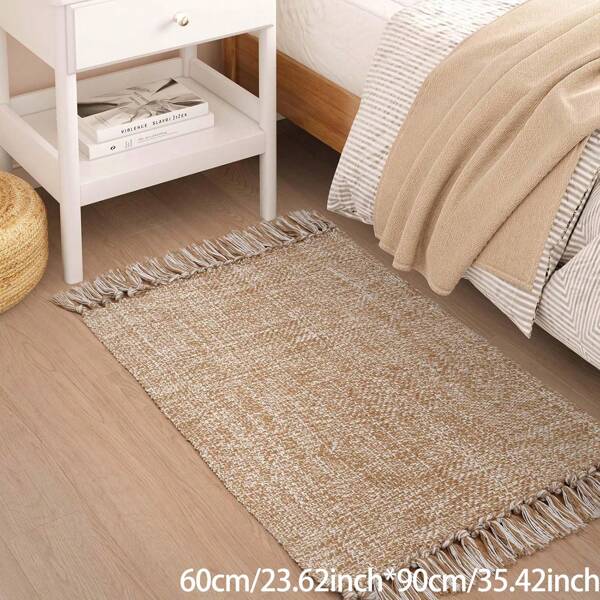 Tappeto piccolo da cucina lavabile, nero, 60cm x 90cm, tappeto di cotone reversibile, stile moderno fattoria per ingresso, camera da letto, retro porta