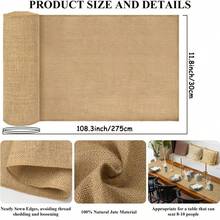 1 件 30x275 厘米天然粗亚麻桌布，乡村风格农舍乡村复古波西米亚粗麻布桌旗，适合婚礼、生日、家居、夏季派对、季节性活动 - 天然