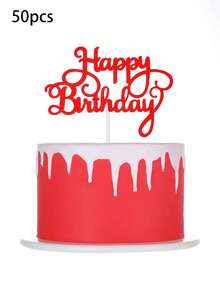 10pcs/50pcs Multi-Color Birthday Cake Toppers Set, Glitter Cake Decorations Birthday Cake Picks Party Supplies