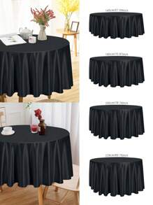 1 Stück schwarze runde Satin-Tischdecke, elegante Hochzeitstischdecke mit gefalteter Kante, Durchmesser 145/180/200/228 cm Polyester-Tischdecke, Hochzeitsdekoration, Verlobungsfeier-Zubehör, Brautparty-Tischdekoration, Bankett-Tischzubehör, 1. Geburtstags-Party-Dekoration, Baby-Shower-Zubehör, Gender-Reveal-Party-Dekoration, Innen- und Außenveranstaltungsdekoration, Picknick-Zubehör, Feiertagsparty-Zubehör, tägliche Heimdekoration, Küchenzubehör, Tischdekor