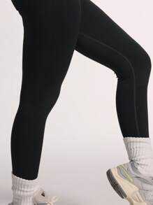 Black Butt Lifting High Waist Leggings For Women - Seamless Push-Up Smile Line Contour, Squat-Proof Tummy Control Yoga Pants, Workout Running Compression Tights(Multiple Colors)