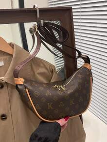 复古休闲男女通用单肩包/斜挎包，时尚字母与新月设计，适合日常通勤、商务旅行 - 彩色 - 查看 11