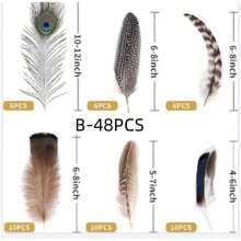 24pcs/4 Styles Natural Spotted Feathers, 6-8 Inches, Bulk Craft Supplies For Clothing, Jewelry, DIY Decoration