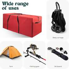 Christmas Tree Storage Bag For 7.5 Ft Artificial Trees, Water-Resistant Oxford Fabric With PVC Window, Double Zipper, Red, 49.2" X 17.7" X 19.7" - Red - View 3