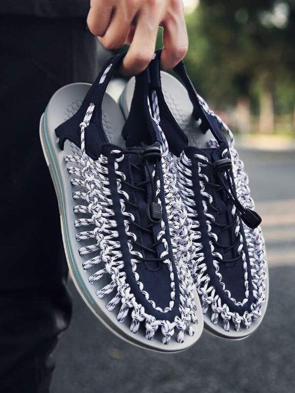 Nuevas sandalias tejidas para parejas, sandalias casuales de playa para hombres, sandalias romanas, zapatos acuáticos, zapatos para excursionismo al aire libre