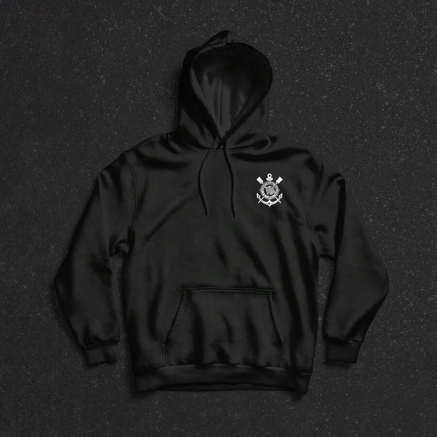 SWEATSHIRT COAT COLD SHIRT KANGAROO CORINTHIANS PAULISTA TIMÃO MEN'S WOMEN'S UNISEXX MENPHIS 2025 - 黑與白 - 查看 1