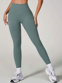 NcmRyu 1 Pc Soft Leggings For Women High Waisted Tummy Control No See Through Workout Yoga Pants Comfortable Breathable Form Fitting For Yoga Fashionable Skin Friendly  - 藍色 - 查看 4