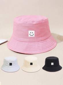 1PC Kids Sun Hat Smile Face Bucket Hat For Girls Boys Summer Sun Ion Unisex Beach Cap