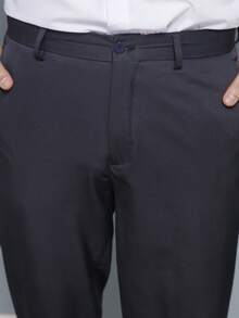Men's Solid Color Business Suit Pants With Spandex - 藏蓝色 - 查看 5