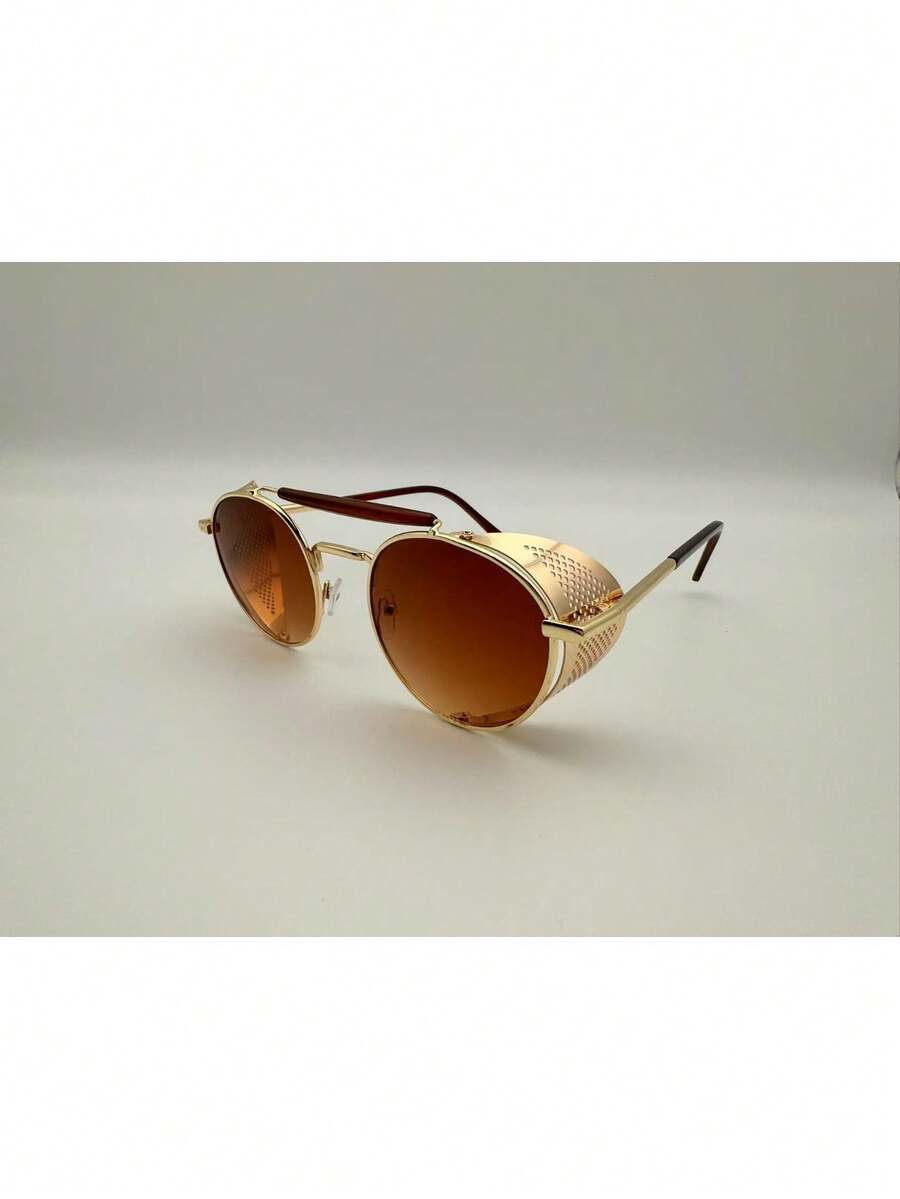 Unisex Steampunk/Punk Round Metal Vintage - 棕色漸變 - 查看 1