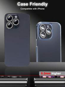 1 Pack Universal Diamond Shaped Camera Lens Protective Film Compatible With Iphone 11, 12, 13, 14 Pro Max, 15 Pro Max, 16 Series Gift For Birthday, Family, Friends Sparkling Crystal, Lens Protector, Phone Accessories