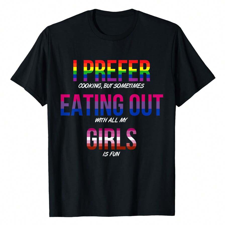 Gay Bisexual Lesbian Pride Flag LGBTQ Funny LGBT Ally Gift T-Shirt Women's Plus Size Graphic Tee - 黑色 - 查看 1