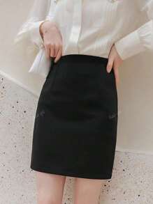 Falda profesional, falda lápiz de mujer, falda ajustado, falda, falda formal, falda de oficina, falda negra de trabajo, falda de traje
