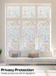 Película para ventana de cristal esmerilado 3D en estilo de vidrieras, con hojas verdes y arcoíris. Película antiestática para puertas de cristal, parasol, control de calor y rayos UV para hogar y oficina