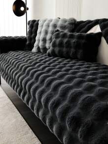 1pc All Season Thickened Sofa Cushion Cover, Non-Slip Sofa Slipcover, Dust-Proof And Dirt-Resistant, Machine Washable, Non-Shedding And Fade-Resistant, Plush Black Home Decor Pet-Friendly Protective Cover, Suitable For Bedroom, Office, Living Room, L-Shaped Sofa And 1/2/3/4 Seat Sofa