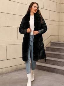 Abrigo con capucha y cinturón de la mujer Risissida para otoño/invierno - Ropa exterior casual, elegante y de moda, incluye cinturón adicional