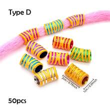 50pcs Textured Hair Bead Boho Hair Clips, School Stuff, Hair Accessories, Head Accessories - Multicolor - View 12