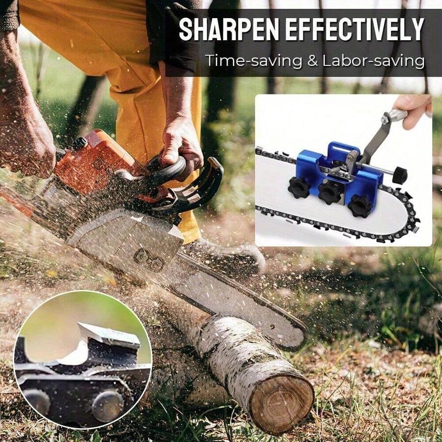 Universal Chainsaw Teeth Sharpener Chain Grinder Sharpening Jig File Tool Kit UK - Blue - View 1