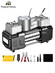 LIPETY Two-Cylinder Air Compressor With Pressure Gauge, Analog, 12 V, LED Lighting, Double Cylinder And Basic Tool For Pickup, SUV, Sedan, Crossover And Minivan - Dark Grey - View 2