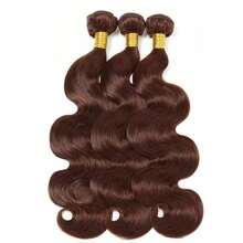 4# Moño de cabello ondulado marrón oscuro, moño de cabello marrón chocolate, 1/3 cabello humano, 4# moño de cabello ondulado, extensiones de cabello - S4 - Ver 4