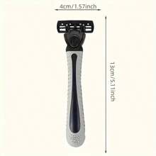 6-Layer Men's Manual Shaving Razor Set With Non-Slip Metal Handle & Replacement Blades - Perfect For Trimming Beard And Stubble/Men's Grooming Kit | Stylish Razor Design/ Shaving Razor Set, Beard Grooming Kit